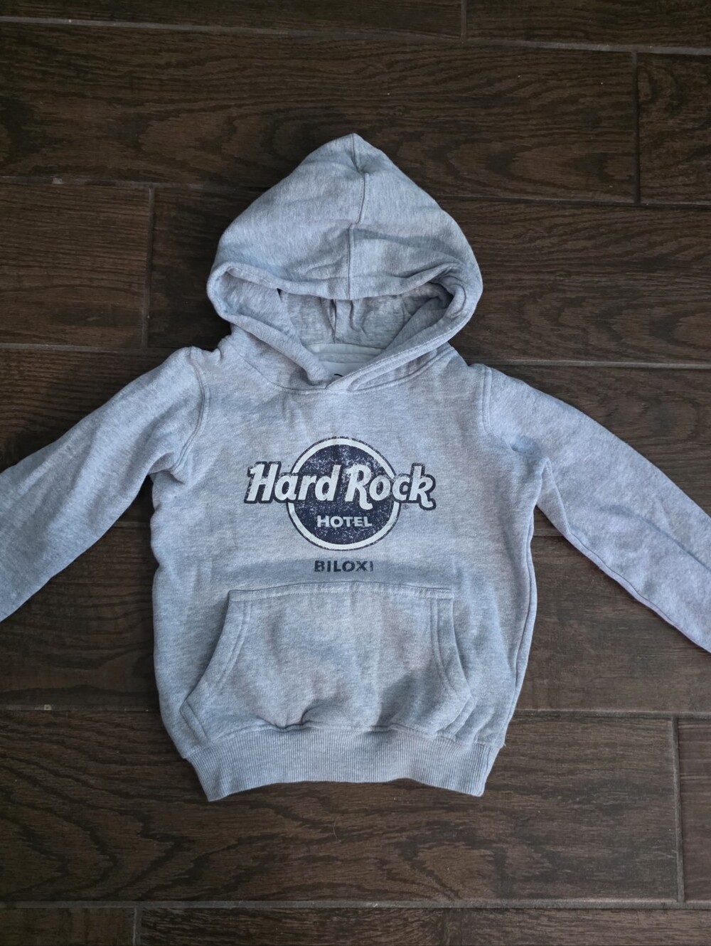 Hard Rock Cafe Kids Heather Gray Hoodie with Navy Logo